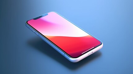 Poster - Close up of a cell phone on a blue surface. Perfect for technology concepts