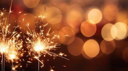 Poster - Sparklers placed on a table, perfect for celebrations