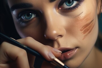 Poster - Close-up of a person holding a brush, suitable for artistic projects