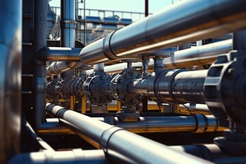 Poster - A group of pipes lined up in a row. Suitable for industrial concepts