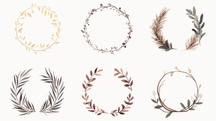 Poster - Set of four different wreaths on a white background. Perfect for various design projects