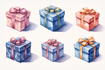 Poster - Four different colored gift boxes, perfect for various occasions