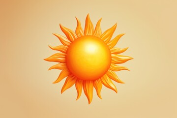 Poster - A vibrant yellow sun shining on a neutral beige backdrop, suitable for various design projects