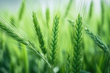 Poster - Close up of a bunch of green wheat, perfect for agricultural concepts