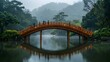 A bridge spanning a serene lake, connecting two lands, with people from both sides meeting in the middle to exchange gifts and stories, a testament to friendship and peace