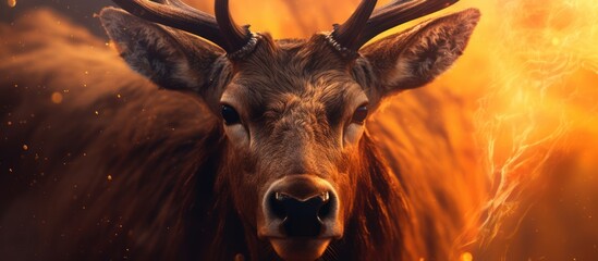 Wall Mural - close up elk with woodland background