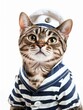 A cat dressed in a sailor outfit