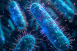 Digitally rendered image of gut bacteria or microbiome, close up