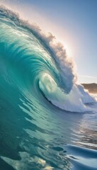 Beautiful big wave, summer composition, vertical format. The concept of tourism, travel, surfing, weekend, sea.