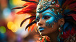 the festive traditions of Carnival with a parade and vibrant costumes. Generative AI