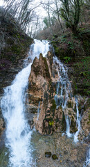 Wall Mural - El Molino waterfall in Villabáscones de Bezana in the Valdebezana Valley. The Merindades region. Burgos. Castile and Leon. Spain. Europe