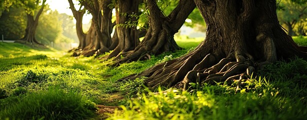 Sticker - Trees root in green grass