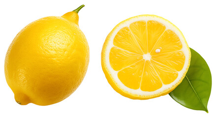 Lemon with transparent background PNG. Generative AI