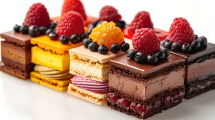 Sticker - Assorted gourmet dessert pastries with vibrant berries. perfect for menus and confectionery ads. elegance in sweet treats. delightful and tempting. AI