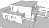 Fototapeta  - house architectural 3d sketch	
