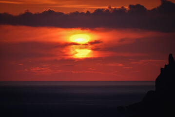 Sticker - Close up on sun during sunset on Corfu Island, Greece