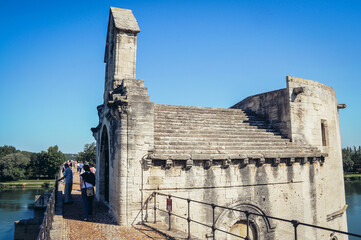 Wall Mural - St Nicholas Chapel on medieval bridge Pont Saint-Benezet also called Pont d'Avignon in Avignon, France