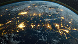 Fototapeta Kosmos - View of Earth at night, with lights of cities