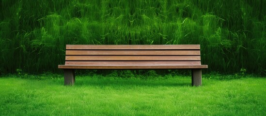 Sticker - Tranquil Bench Amid Serene Grass Field Surrounded by Lush Tall Grass