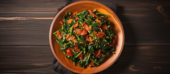 Poster - Fresh Organic Vegetable Variety in a Rustic Wooden Bowl on a Country Kitchen Table