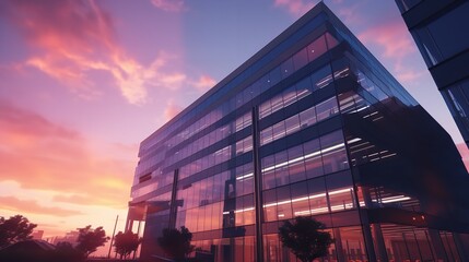 Wall Mural - Modern Corporate Office Building Captured from Aerial Perspective