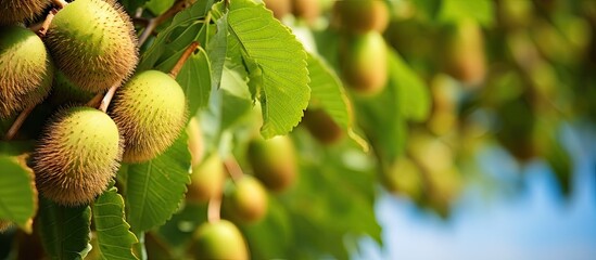 Canvas Print - Abundant Harvest: Various Ripened Fruits Hanging from Lush Tree Branches in Orchard