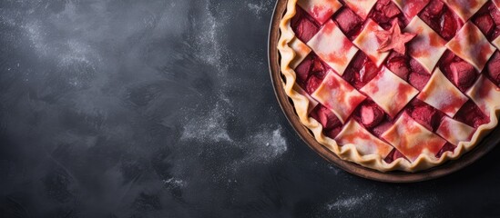 Canvas Print - Delectable Homemade Pie Featuring a Traditional Lattice Pattern on Crispy Golden Pastry