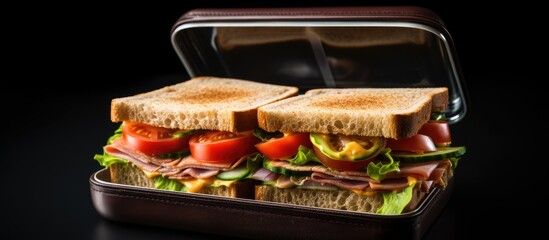 Poster - Delectable Sandwich with Savory Meat, Juicy Tomatoes, and Lettuce on Whole Grain Bread