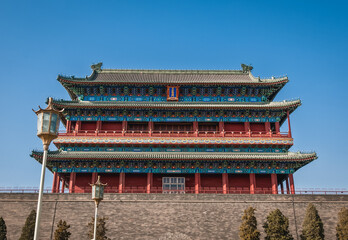 Sticker - Zhengyangmen Gatehouse commonly know as Qianmen in Dongcheng District, Beijing, China