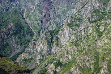 Poster - View from road alongshore of Terek River, from Stepantsminda town to Gveleti village, Georgia