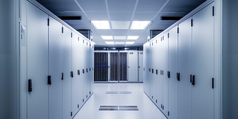 Poster - Modern Data Center Server Room. Generative ai