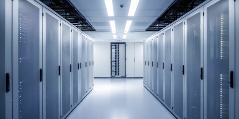 Poster - Modern Data Center Server Room. Generative ai