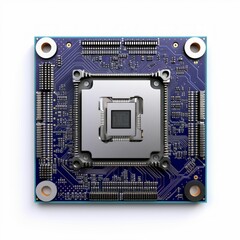 Poster - Microchip on White Background. Generative ai