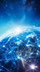 Poster - Global Communication Network Over Earth from Space. Generative ai