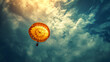golden parachute against blue sky, generative ai