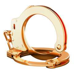 Poster - Golden Handcuffs, 3D rendering isolated on transparent background