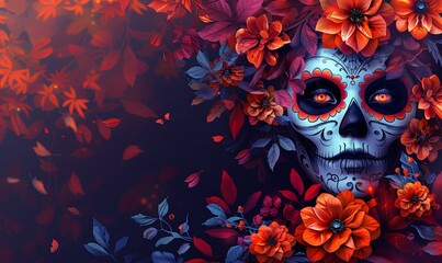 Wall Mural - Gloomy and scary background for Halloween, Day of the Dead. Halloween concept. Generative Ai.