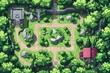 © jokerhitam289 - Pixelated village for game map. pixel map in the game. pixelated village maps in the game. Pixel art concept of village. Abstract pixelate landscape background.