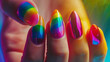 A symphony of rainbow hues adorning each nail