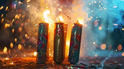Poster - Sparkling fireworks celebrating festive occasion - Vivid and sparkling fireworks are igniting the sky in celebration of a festive occasion