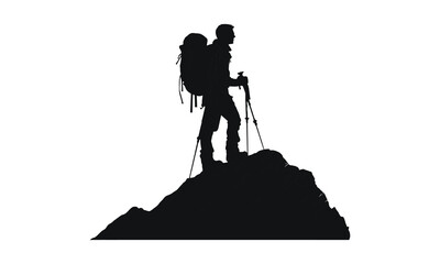 mountaineer climber hiker people vector silhouette