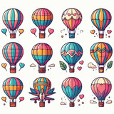 Fototapeta  - free vector Collection of colored hot air balloons