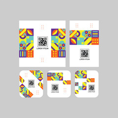 Poster - Set of different size qr code label with geometric design business
