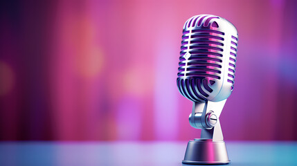 Wall Mural - Sparkling microphone on background