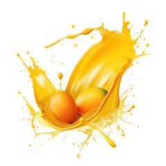 Wall Mural - Mango juice splash isolated on transparent background Remove png, Clipping Path, pen tool