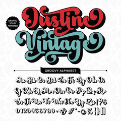 Wall Mural - Black and White Justine Retro Vintage Display bold Font alphabet