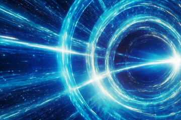 Wall Mural - blue hypertunnel spinning speed space tunnel made of twisted swirling energy magic glowing light lin