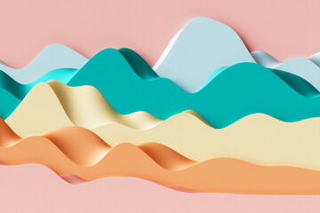 Poster - 3d illustration of a  colorful  abstract gradient background with lines. PRint from the waves. Modern graphic texture. Geometric pattern.