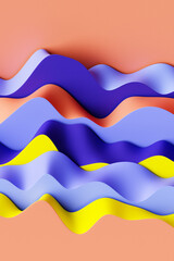 Poster - 3d illustration of a colorful abstract gradient background with lines. print from the waves. modern 