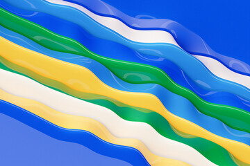 Poster - 3D illustration  colorful   stripes in the form of wave waves, futuristic background.